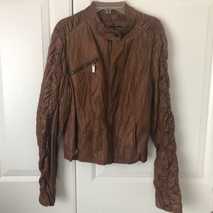 Brown Faux Leather Jacket Size XL